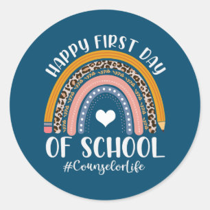 First Day Of Counsellor Life Back To School Classic Round Sticker