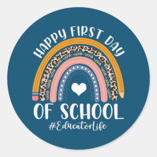 First Day Of Educator Life Back To School Leopard Classic Round Sticker