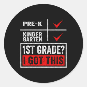 First Day Of First Grade Boys Girls Back To Schoo Classic Round Sticker