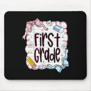 First Day Of First Grade Coquette Bow For Teacher Mouse Mat