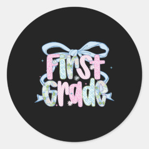 First Day Of First Grade Floral Bundle For Teacher Classic Round Sticker