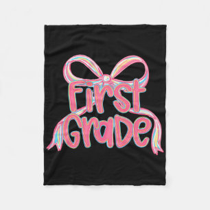 First Day Of First Grade Floral Bundle For Teacher Fleece Blanket