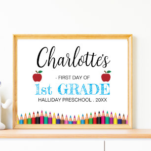 First Day of First Grade Minimalist Back to school Poster
