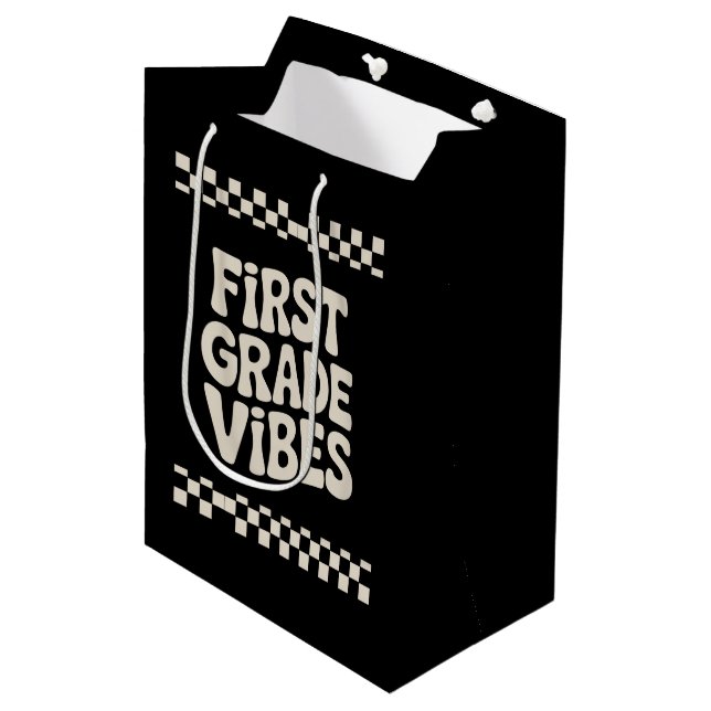 First Day of First Grade Vibes Back to School Medium Gift Bag (Front Angled)