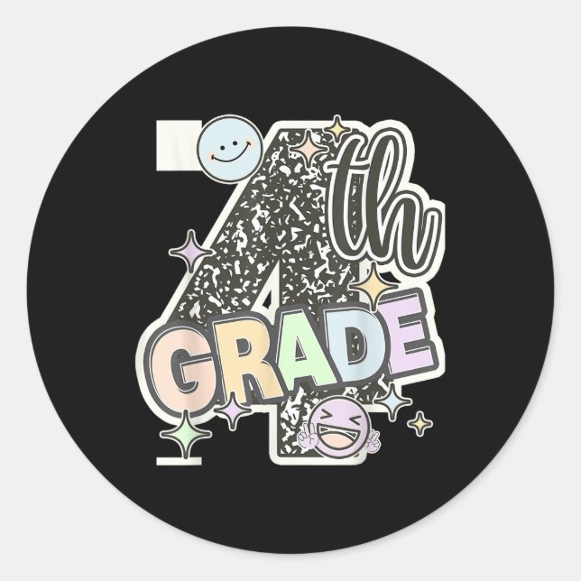 First Day Of Fourth Grade Composition Notebook Tea Classic Round Sticker (Front)