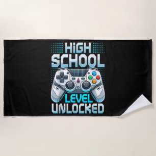 First Day of High School Level Unlocked Beach Towel