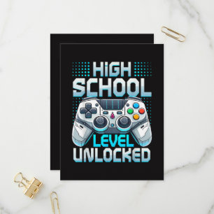 First Day of High School Level Unlocked Invitation Postcard