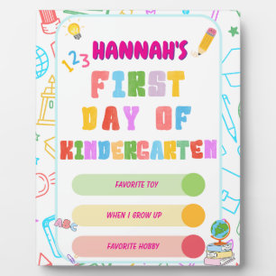 First Day Of Kindergarden Sign, Back to School Plaque