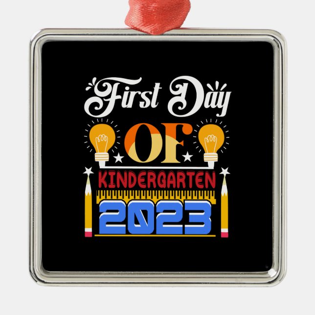 First Day Of Kindergarten 2023 Metal Tree Decoration (Front)