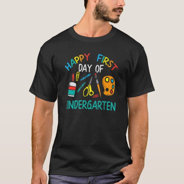 First Day Of Kindergarten Back To Boys Girls Teach T-Shirt (Front)