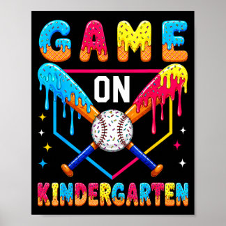 First day of kindergarten baseball drip for boys poster