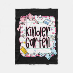 First Day Of Kindergarten Coquette Bow For Teacher Fleece Blanket