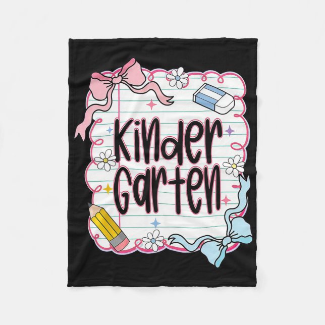 First Day Of Kindergarten Coquette Bow For Teacher Fleece Blanket (Front)