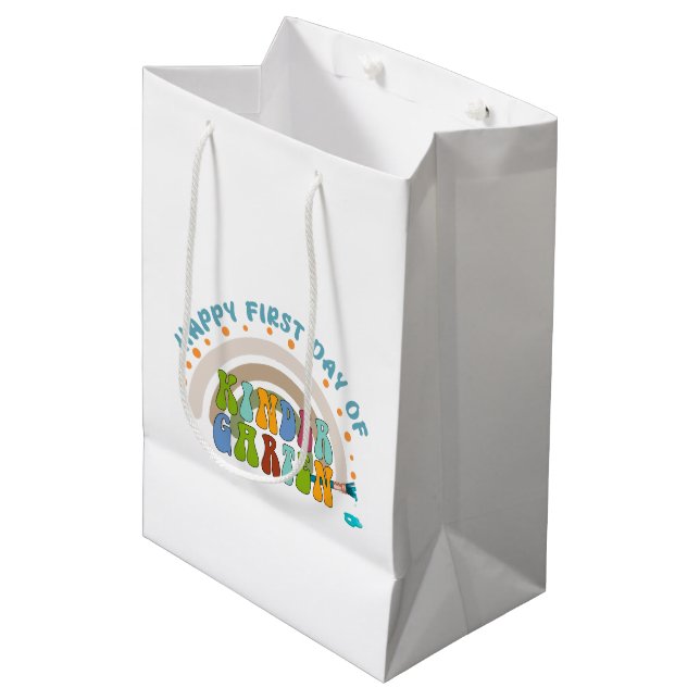 First Day of Kindergarten for Boys and Girls Medium Gift Bag (Front Angled)