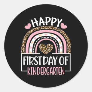 First Day of Kindergarten Fun Back To School Leopa Classic Round Sticker