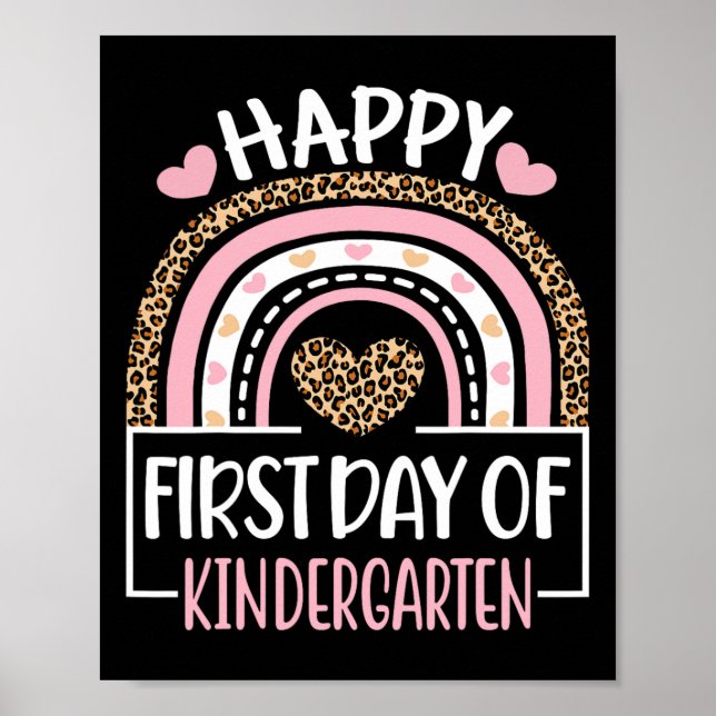 First Day of Kindergarten Fun Back To School Leopa Poster (Front)
