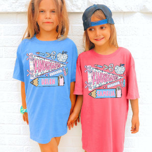First Day of Kindergarten Kids Name Back To School T-Shirt