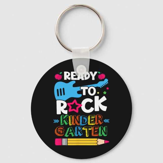 First Day Of Kindergarten Ready To Rock Kindergart Key Ring (Front)