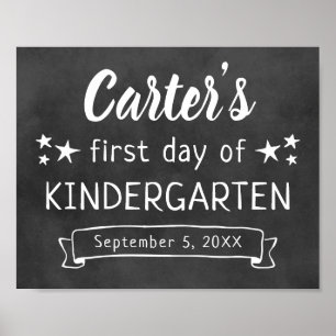 First Day of Kindergarten Sign   Black Chalkboard