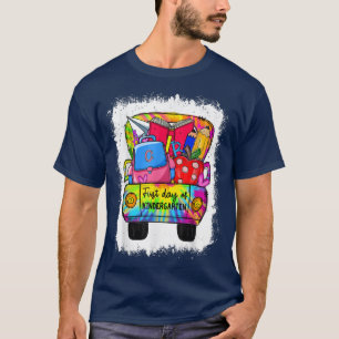 First Day Of Kindergarten Tie Dye Farm Truck Back  T-Shirt