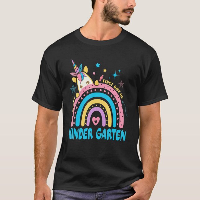 First Day Of Kindergarten Unicorn Rainbow Kid Back T-Shirt (Front)