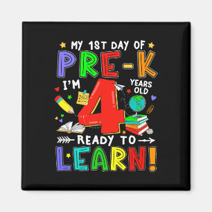 First Day Of Pre-k 4 Years Old Ready To Learn Boy Magnet