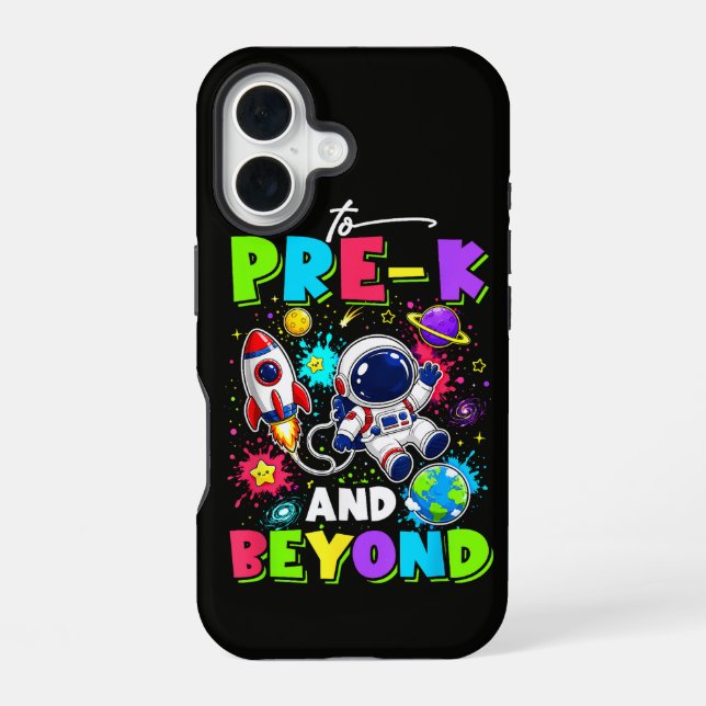 First Day of Pre-K Astronaut Space Back to School iPhone 16 Case (Back)