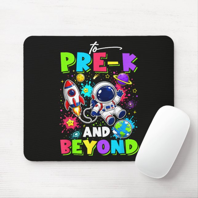 First Day of Pre-K Astronaut Space Back to School Mouse Mat (With Mouse)