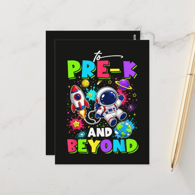 First Day of Pre-K Astronaut Space Back to School Postcard (Front/Back In Situ)