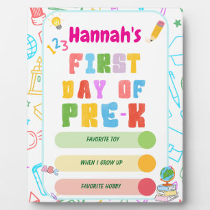 First Day of Pre-K Board, Back to School Sign Plaque