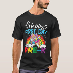 First Day Of Pre-K Cute Unicorn Rainbow Graphic T-Shirt