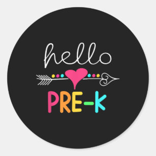 First Day Of Pre K Hello Back To School Teacher Classic Round Sticker