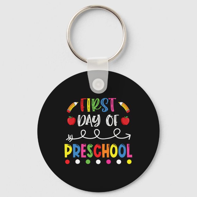 First Day of Preschool Back to School Teacher Stud Key Ring (Front)