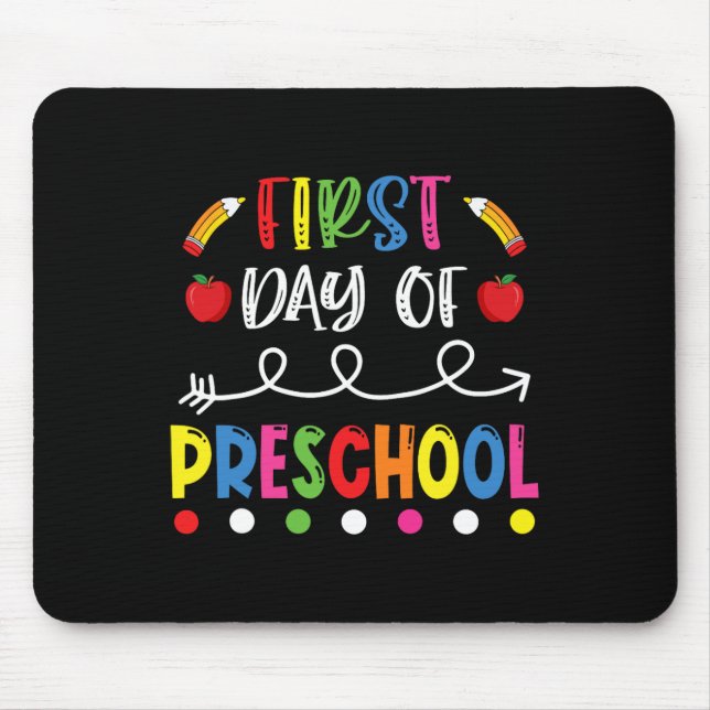 First Day of Preschool Back to School Teacher Stud Mouse Mat (Front)
