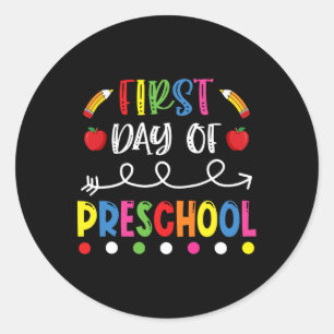 First Day Of Preschool Byck To School Teacher Stud Classic Round Sticker