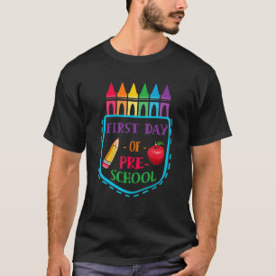 First Day Of Preschool Crayons Apple Back To Schoo T-Shirt