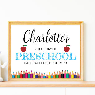 First Day of Preschool Minimalist Back To school Poster