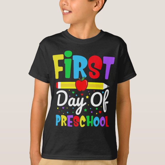 First Day of Preschool Rainbow Pre-K Kids T-Shirt (Front)