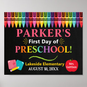 First Day of Preschool School Sign - Girl PreK 