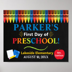 First Day of Preschool School Sign - PreK Sign