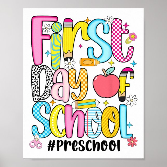 First Day Of Preschool Teacher Kid Boy Preppy Back Poster (Front)