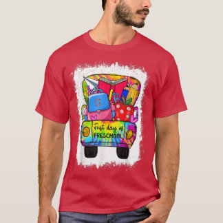 First Day Of Preschool Tie Dye Farm Truck Back To  T-Shirt