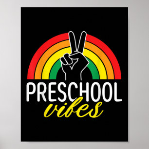 First Day Of Preschool Vibes Back To School Rainbo Poster