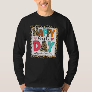 First Day Of School 1st Grade Teacher Leopard Back T-Shirt