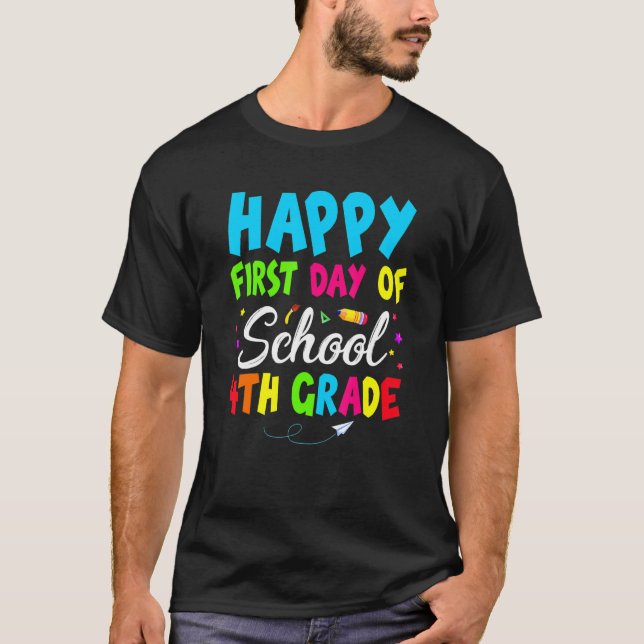 First Day Of School 4th Grade For Boy Kid Girl Stu T-Shirt (Front)