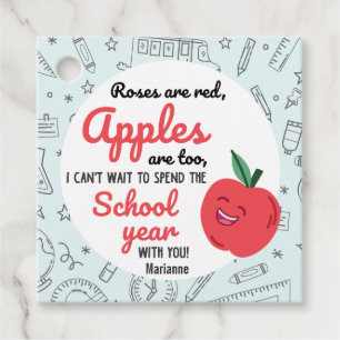 First day of school apple gift tag, Back to School Favour Tags