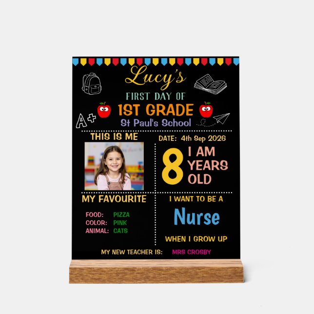 First Day of School Board,Back to School Sign (Front)