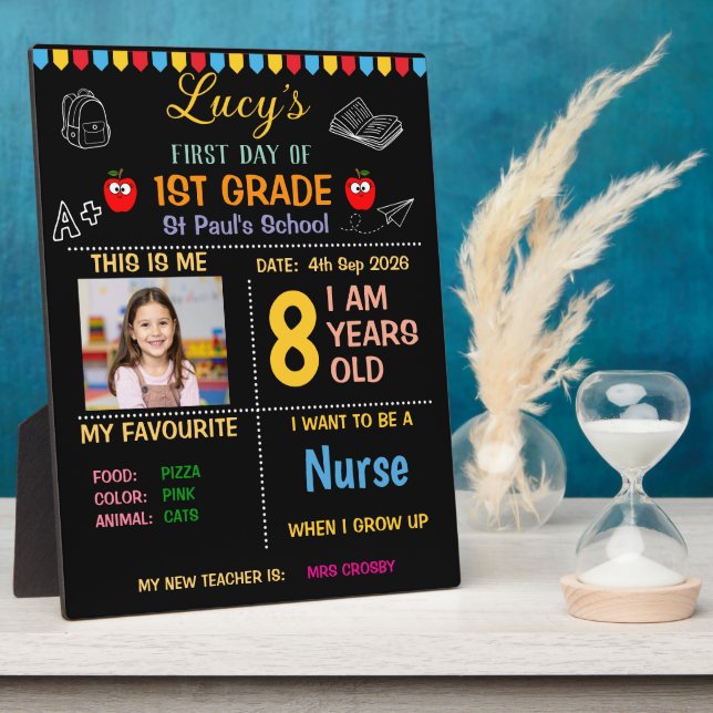 First Day of School Board,Back to School Sign Plaque (Side)