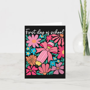 First Day Of School Boho Flower Teacher Kids Back  Card