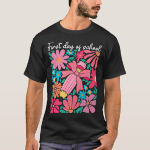 First Day Of School Boho Flower Teacher Kids Back  T-Shirt